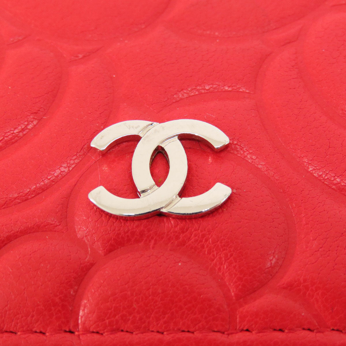 CHANEL   Long wallet (with coin pocket) Chain Wallet Camellia COCO Mark SilverHardware Leather Ladies