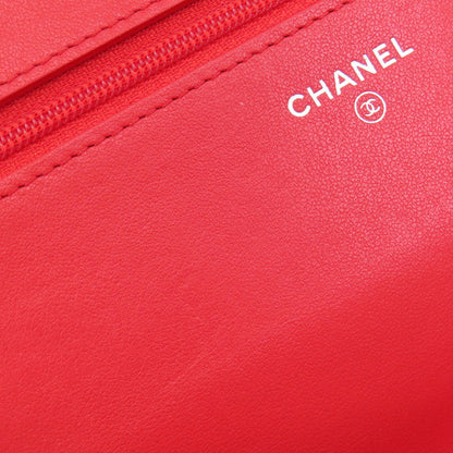 CHANEL   Long wallet (with coin pocket) Chain Wallet Camellia COCO Mark SilverHardware Leather Ladies