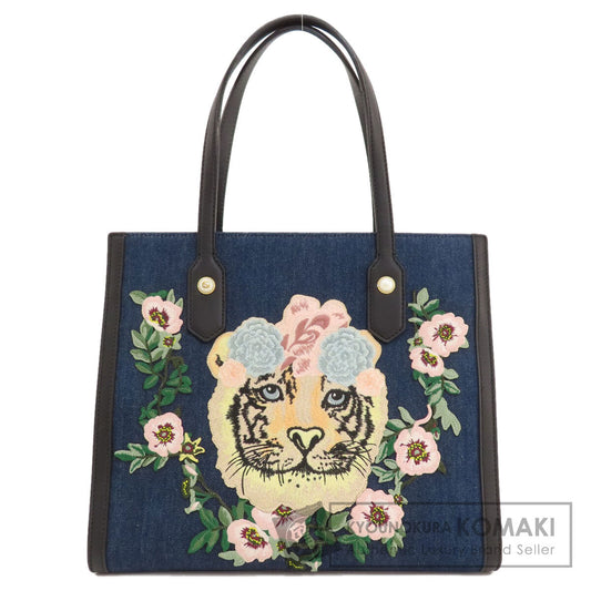 GUCCI  456545 Tote Bag Tiger embroidery Denim Ladies