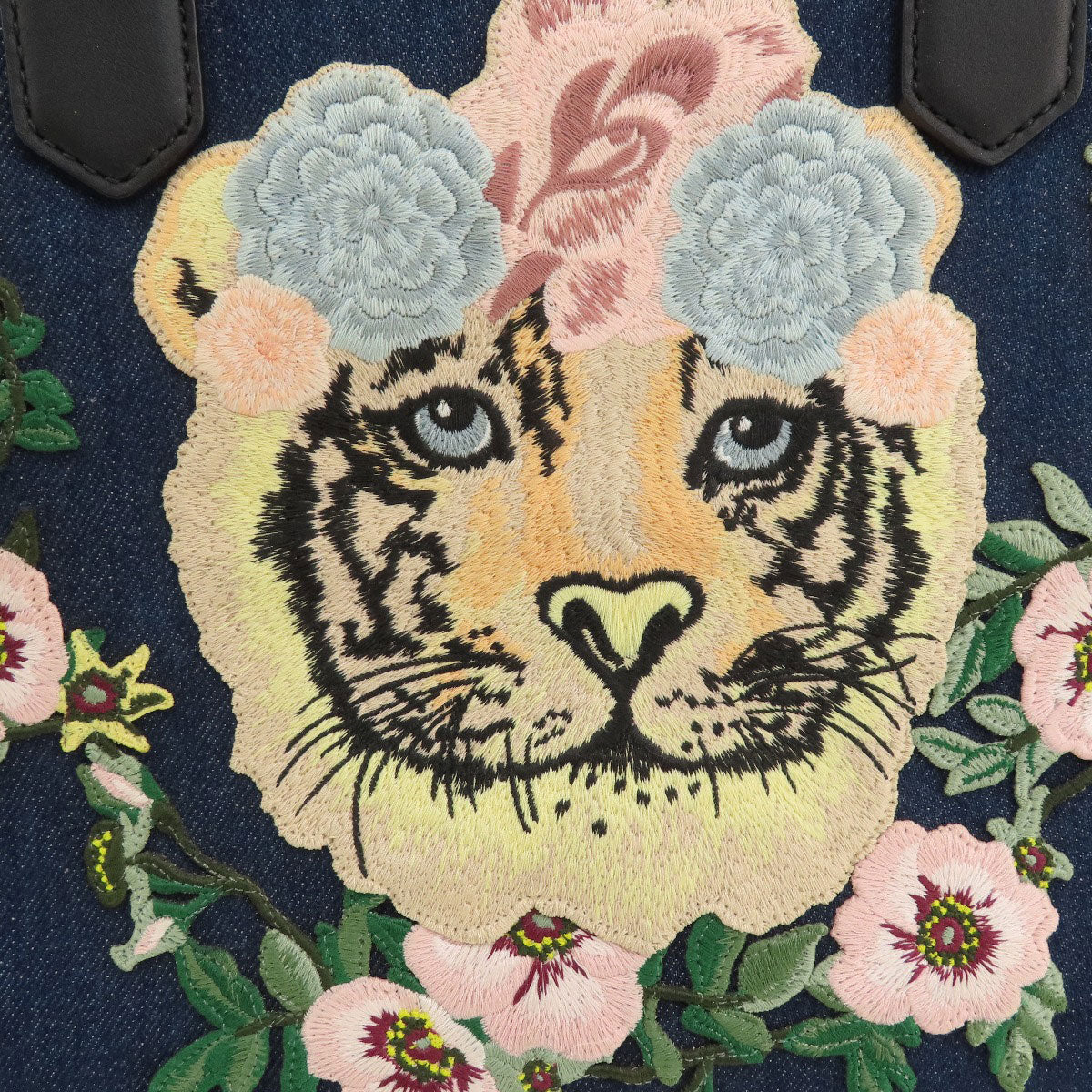 GUCCI  456545 Tote Bag Tiger embroidery Denim Ladies