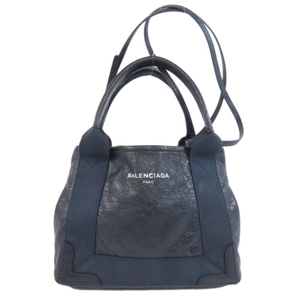 BALENCIAGA  390346 Handbag NAVY CABAS XS 2WAY Canvas LeatherLadies