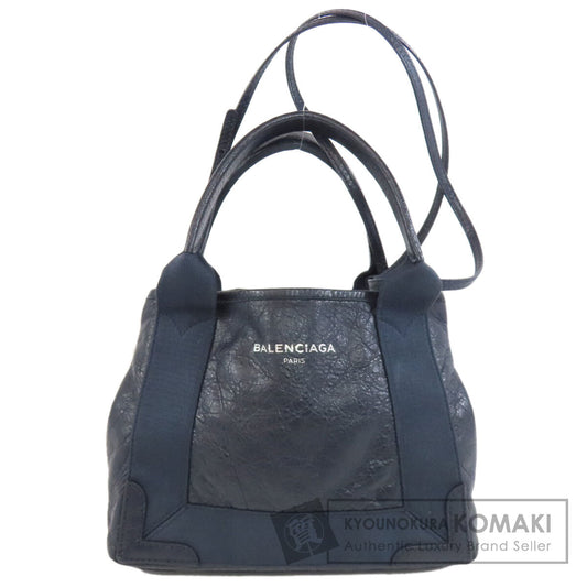 BALENCIAGA  390346 Handbag NAVY CABAS XS 2WAY Canvas LeatherLadies