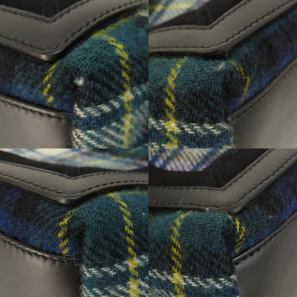 BALENCIAGA 339933 NAVY CABAS Checkpattern Handbag wool Ladies [Used]