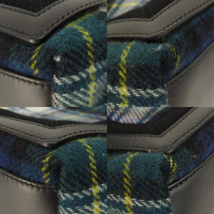 BALENCIAGA 339933 NAVY CABAS Checkpattern Handbag wool Ladies [Used]