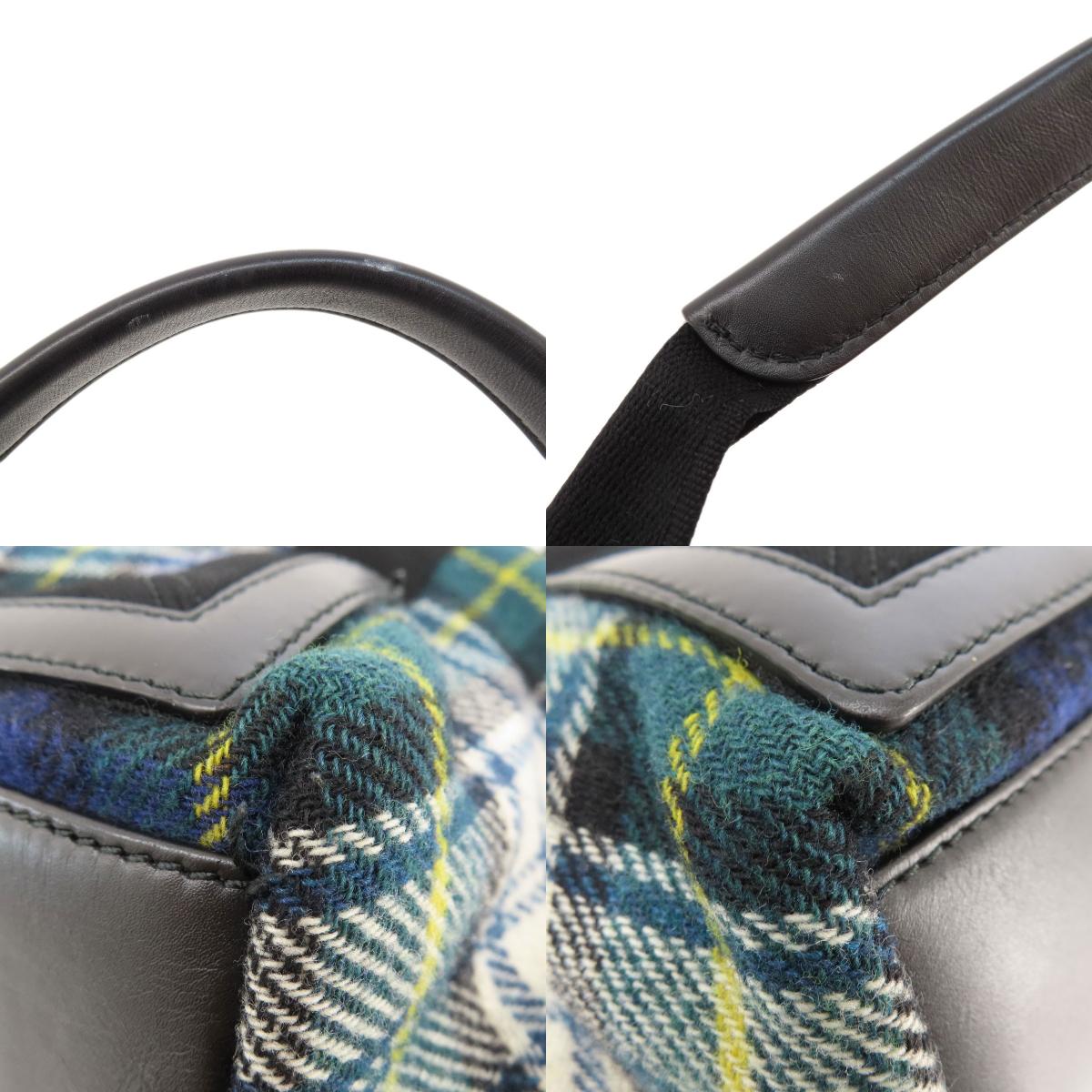 BALENCIAGA 339933 NAVY CABAS Checkpattern Tote Bag wool Ladies [Used]