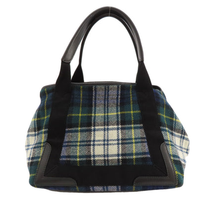 BALENCIAGA  339933 Tote Bag NAVY CABAS Checkpattern wool Ladies