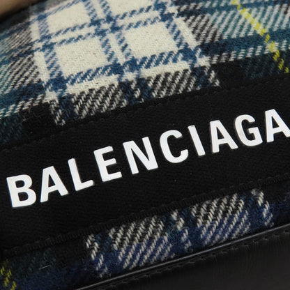 BALENCIAGA  339933 Tote Bag NAVY CABAS Checkpattern wool Ladies