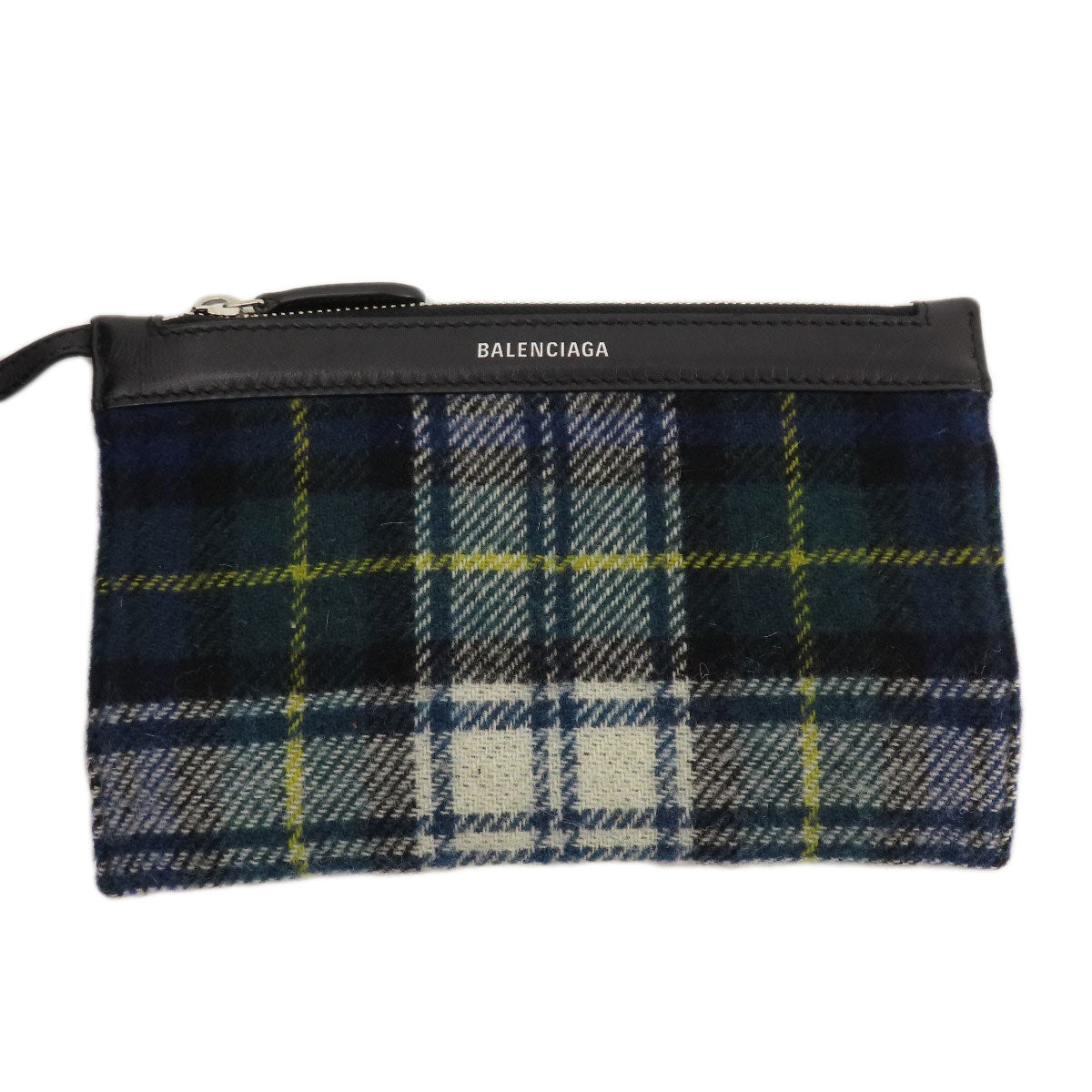 BALENCIAGA 339933 NAVY CABAS Checkpattern Tote Bag wool Ladies [Used]