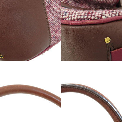 CELINE Logo Hardware Tweed Handbag Tweed LeatherLadies [Used]