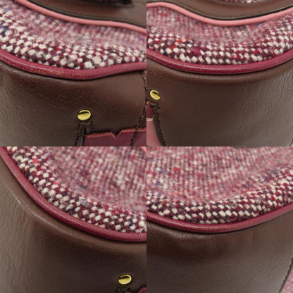 CELINE Logo Hardware Tweed Handbag Tweed LeatherLadies [Used]