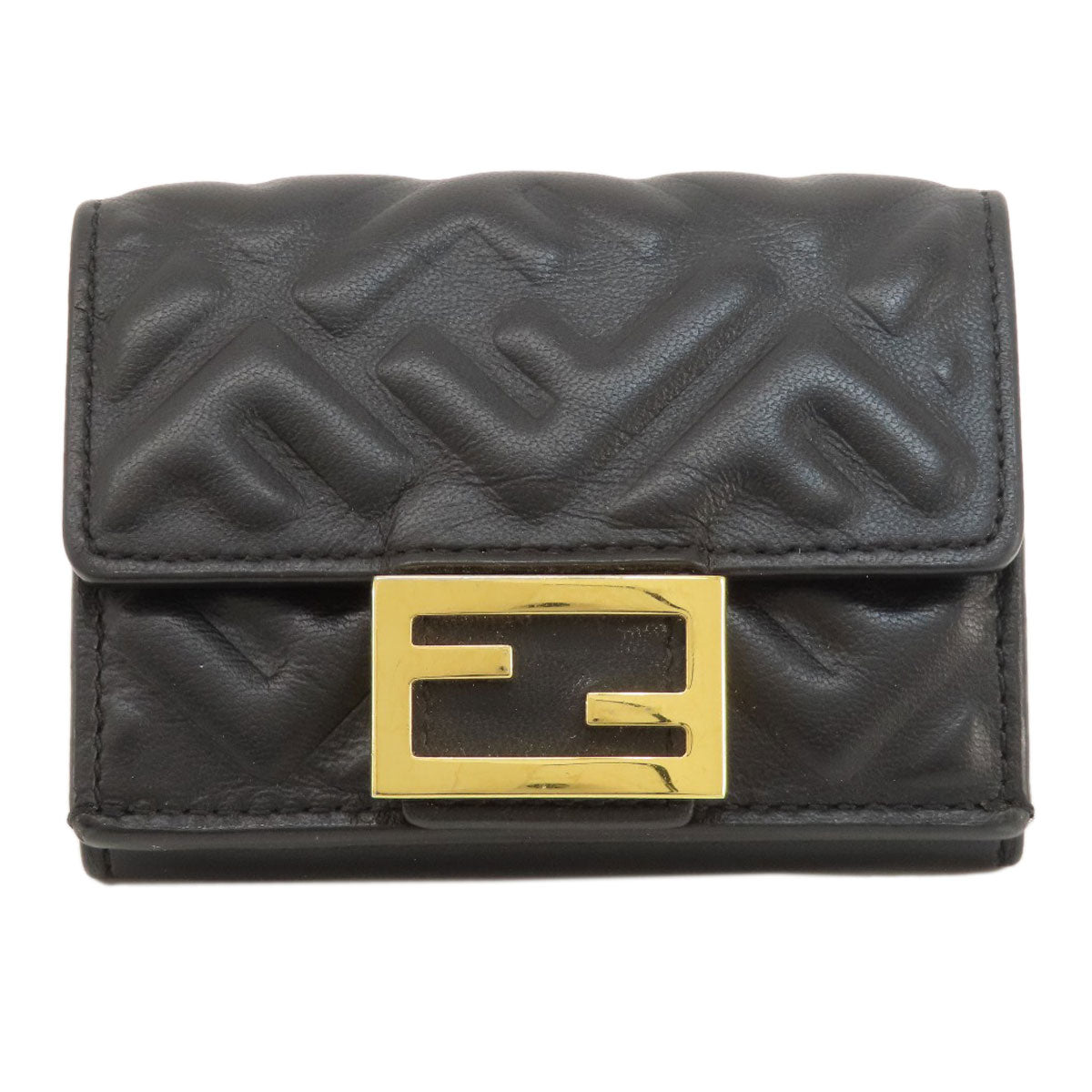 FENDI   Bifold Wallet with Coin Pocket Embossed logo Leather Ladies