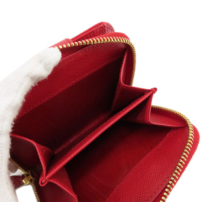 PRADA 1M0522 Logo Hardware Bifold Wallet with Coin Pocket Silk Ladies [Used]