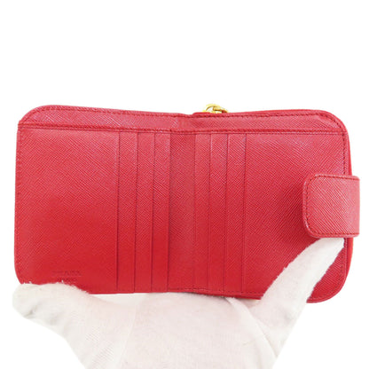 PRADA 1M0522 Logo Hardware Bifold Wallet with Coin Pocket Silk Ladies [Used]