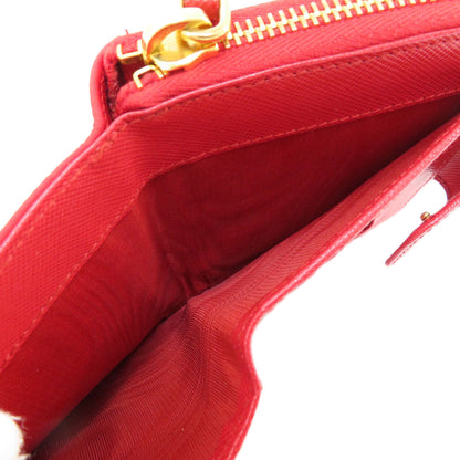 PRADA 1M0522 Logo Hardware Bifold Wallet with Coin Pocket Silk Ladies [Used]