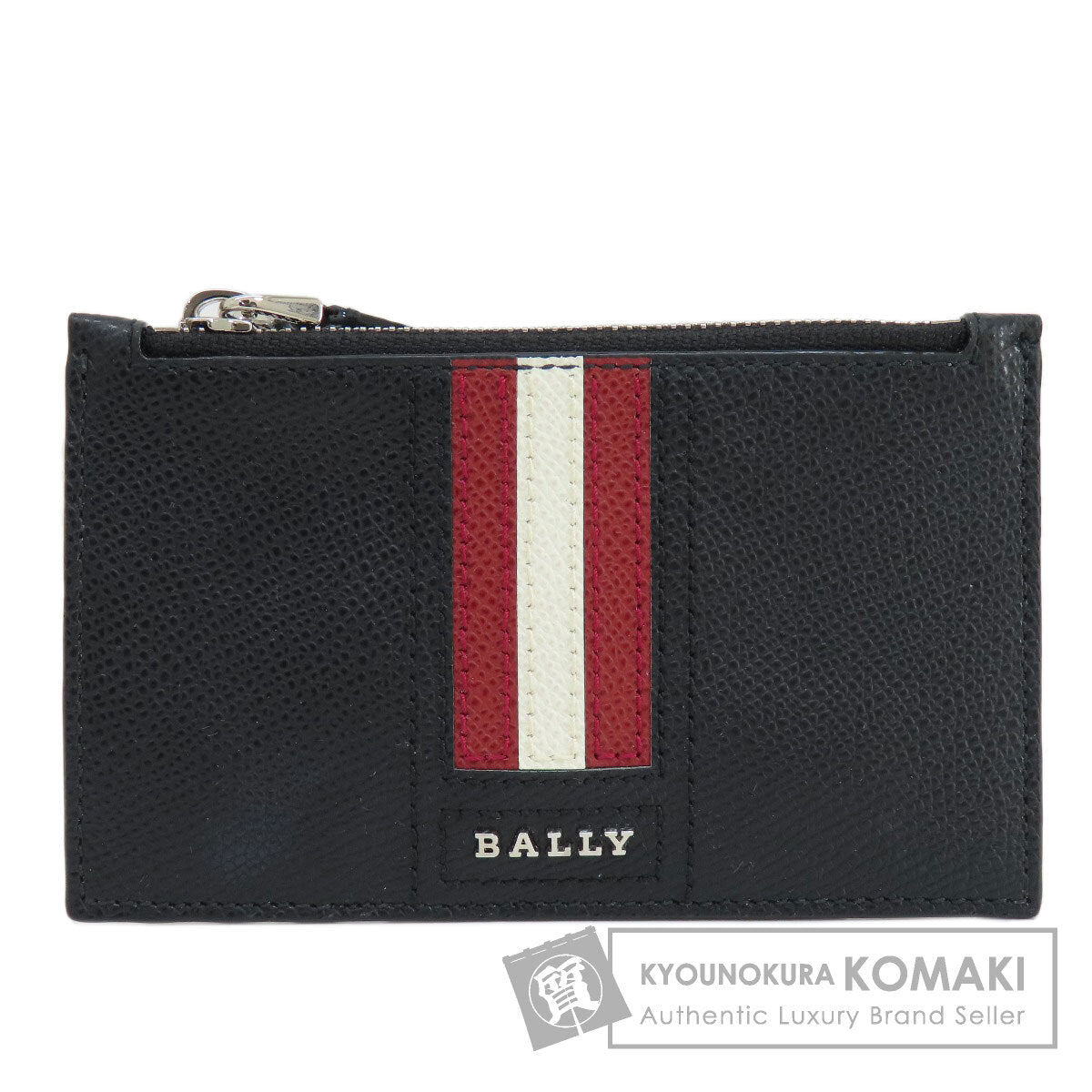 BALLY Barry Stripe Card Case Leather Ladies [Used]