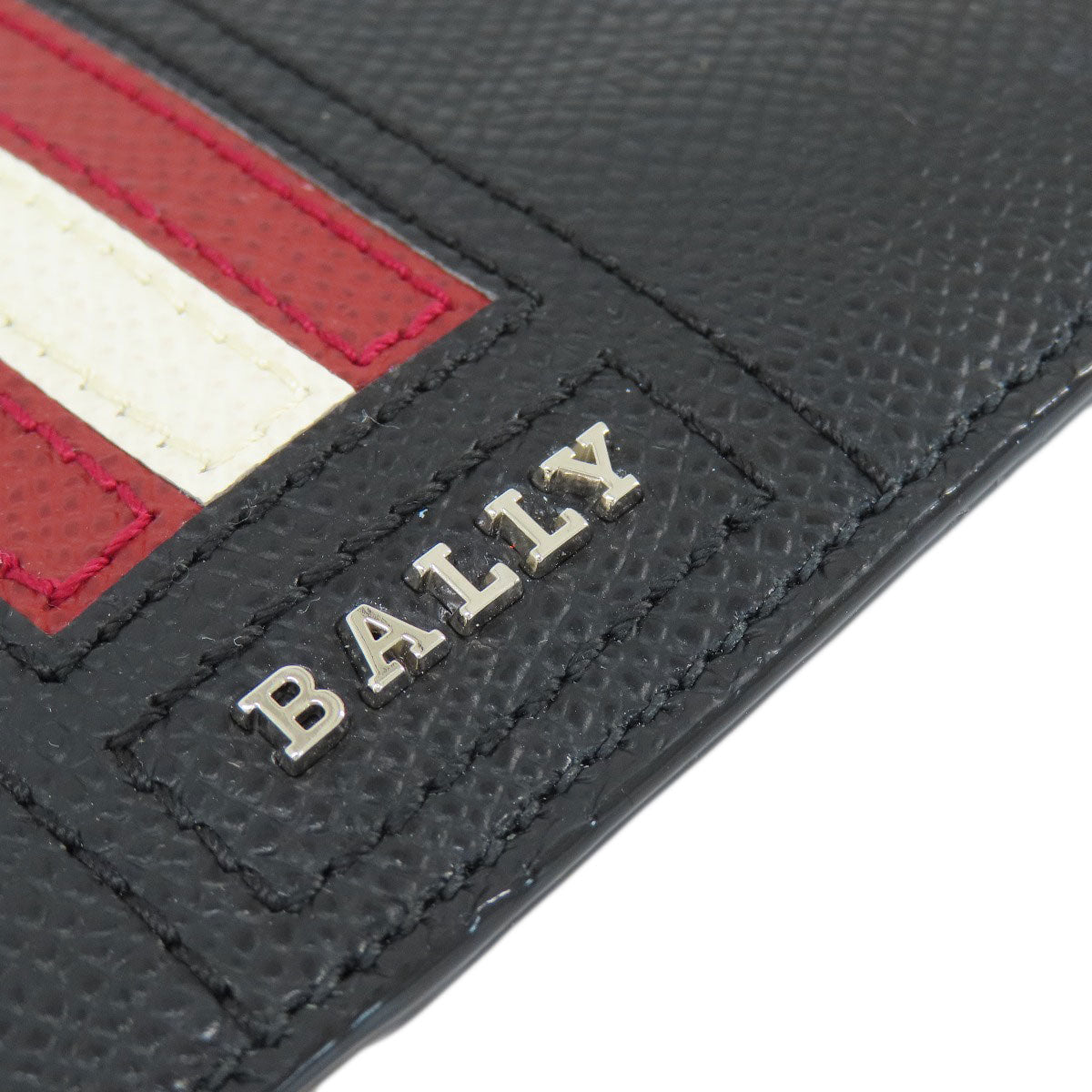 BALLY Barry Stripe Card Case Leather Ladies [Used]