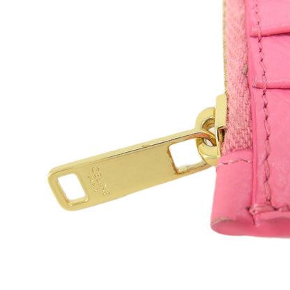CELINE logo Card Case Leather Ladies [Used]