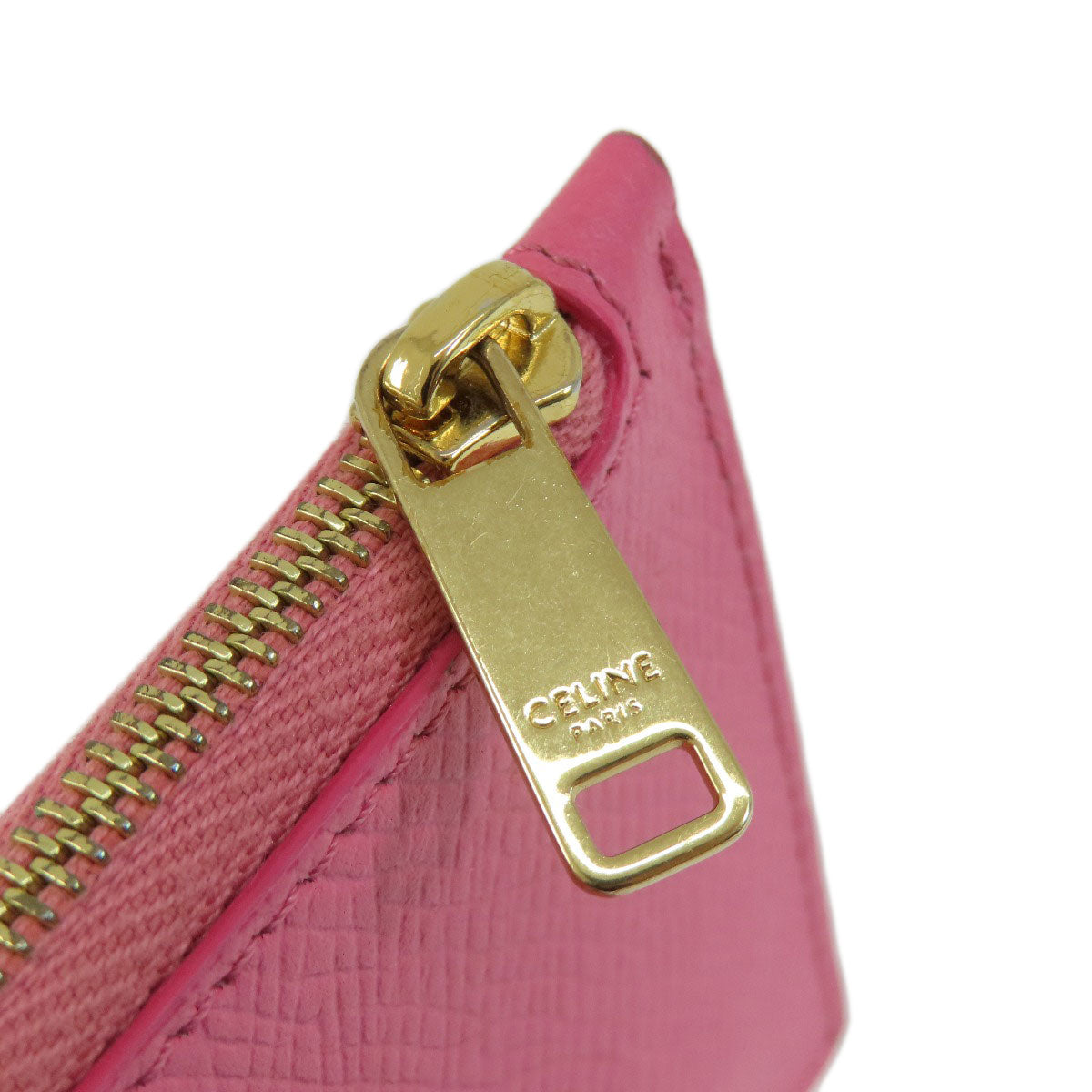 CELINE logo Card Case Leather Ladies [Used]
