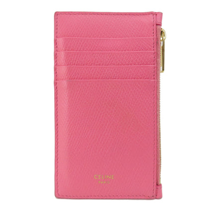 CELINE logo Card Case Leather Ladies [Used]