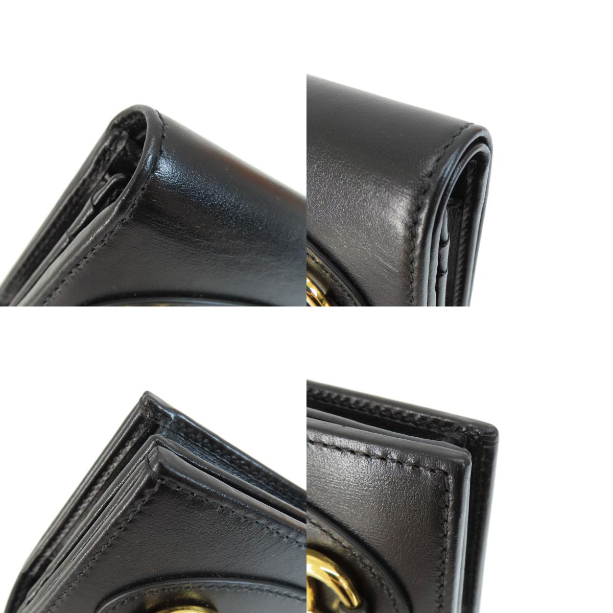 GUCCI 621887 Horsebit Bifold Wallet with Coin Pocket Leather Ladies [Used]