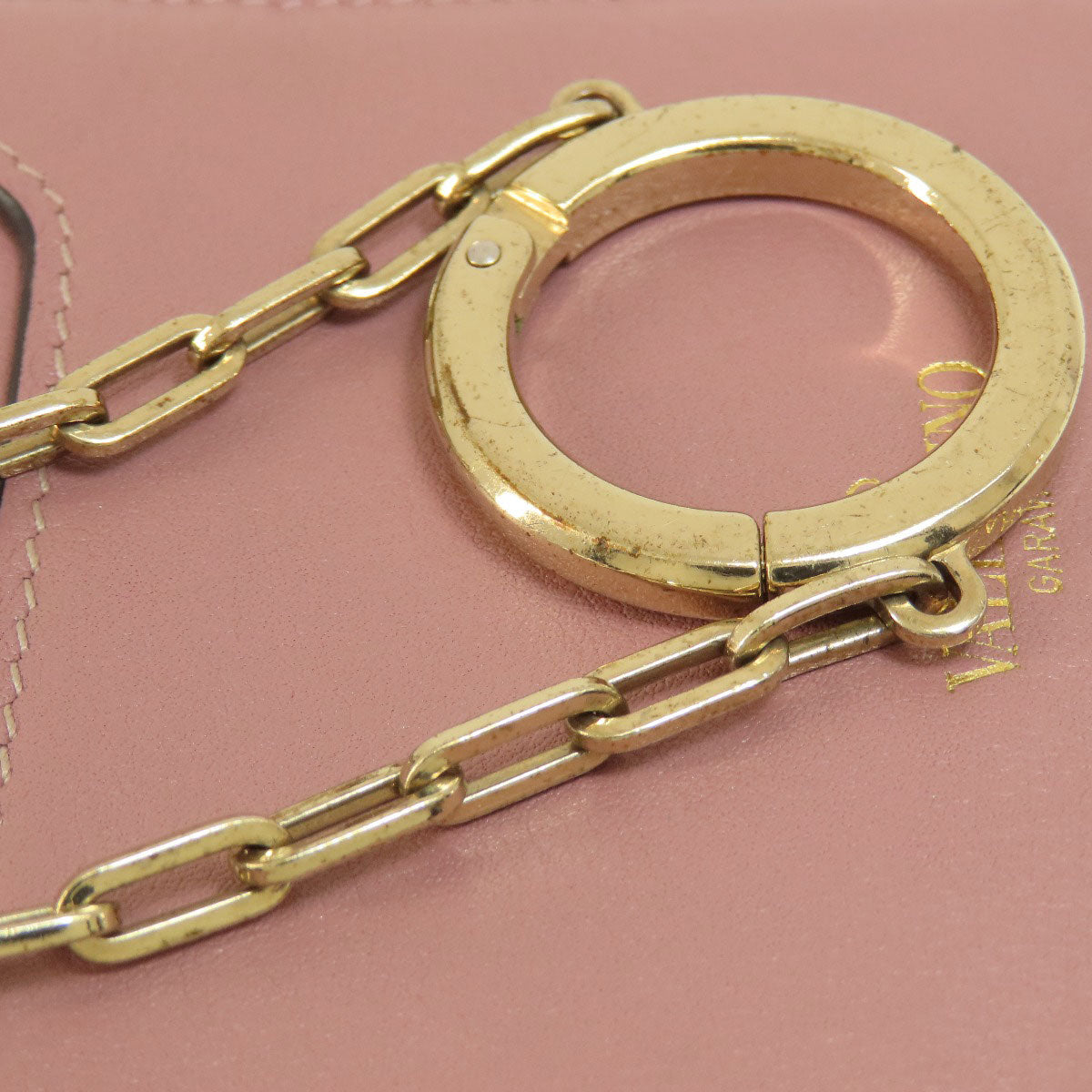 VALENTINO GARAVANI Studs Bifold Wallet with Coin Pocket Leather Ladies [Used]