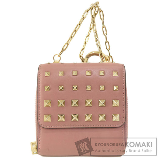 VALENTINO GARAVANI Studs Bifold Wallet with Coin Pocket Leather Ladies [Used]