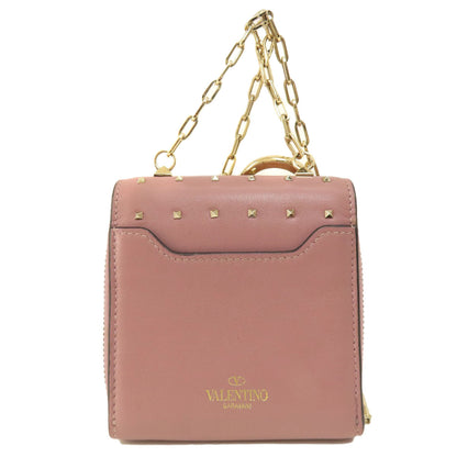 VALENTINO GARAVANI Studs Bifold Wallet with Coin Pocket Leather Ladies [Used]
