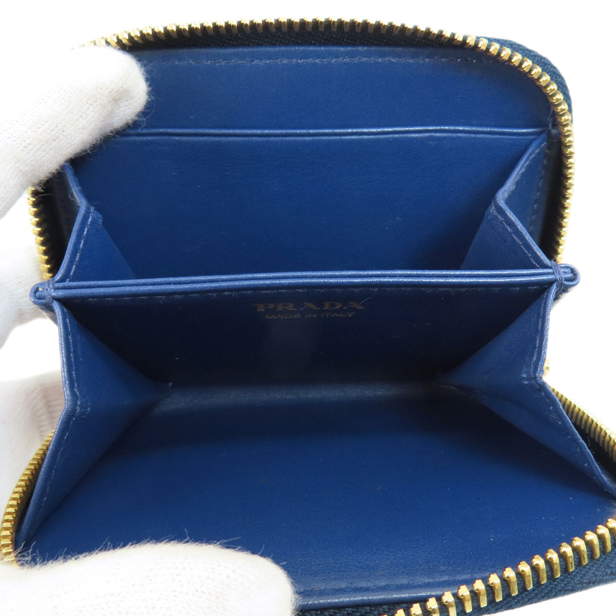 PRADA Saffiano Logo Hardware coin purse Leather Ladies [Used]