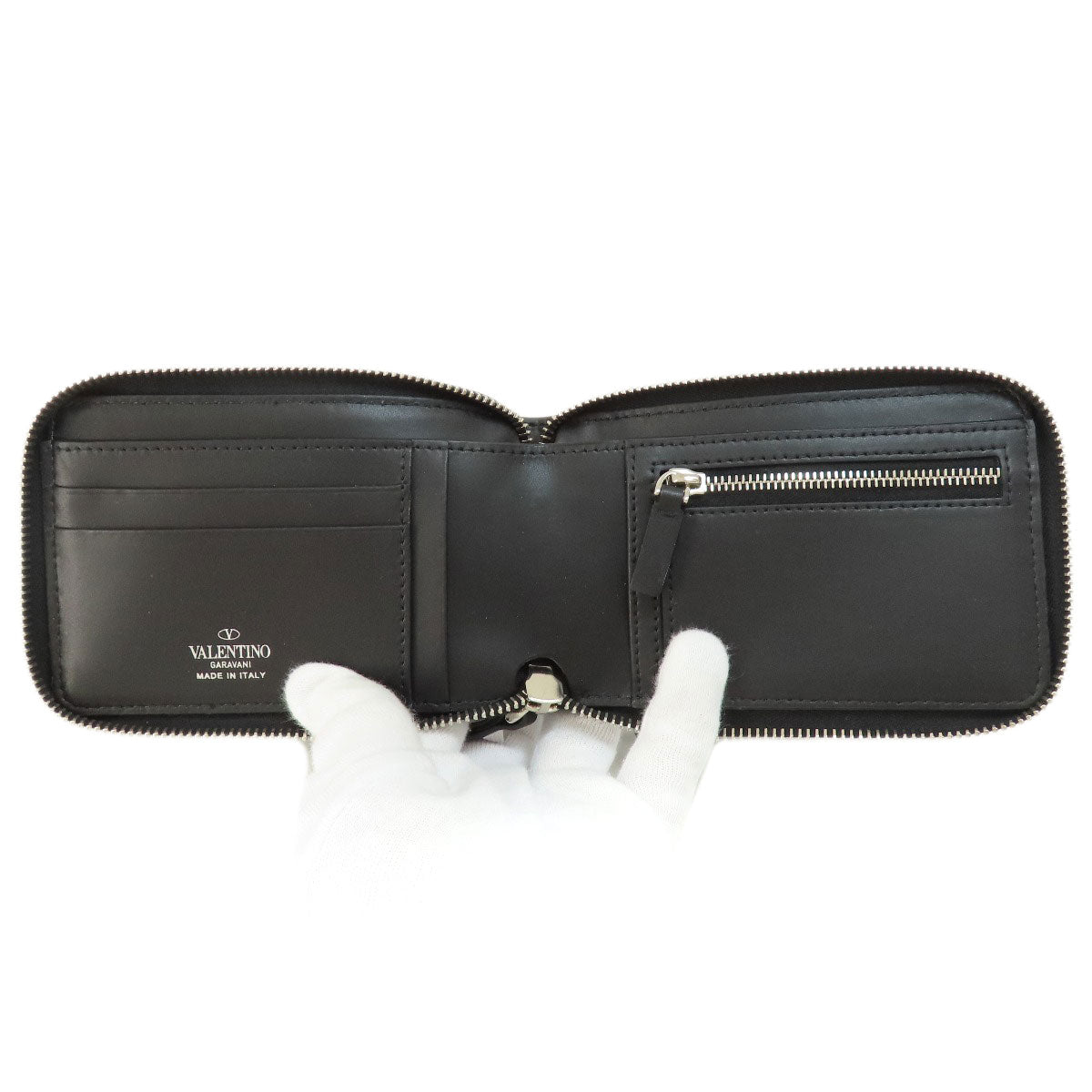 VALENTINO GARAVANI logo Bifold Wallet with Coin Pocket Leather Ladies [Used]