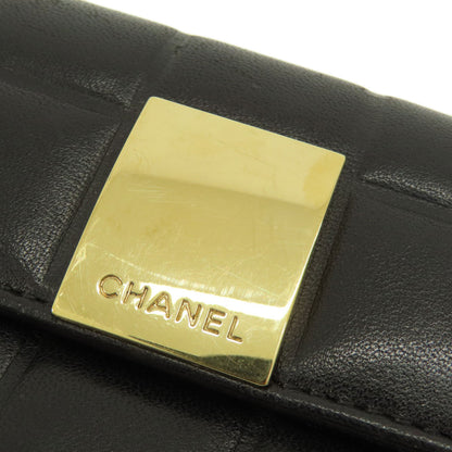 CHANEL   Bifold Wallet with Coin Pocket Chocolate Bar GoldHardware Calf Ladies