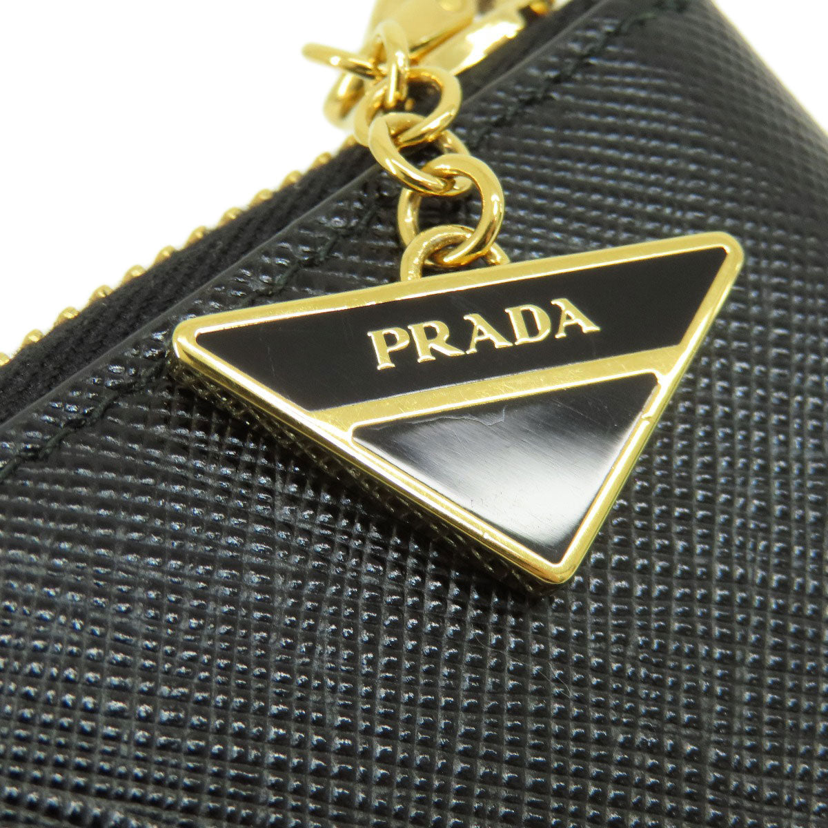 PRADA Saffiano Logo Hardware coin purse Leather Ladies [Used]