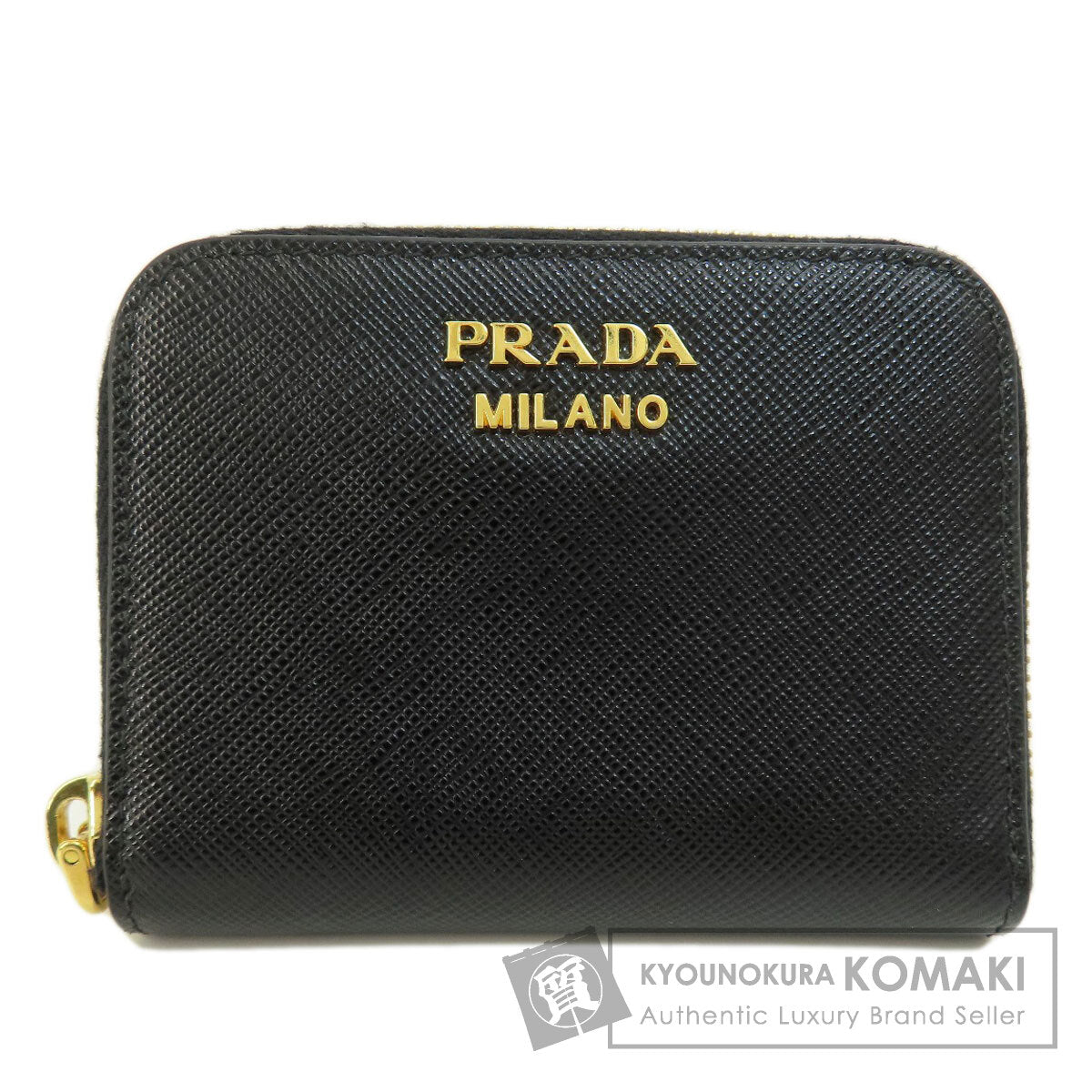 PRADA Saffiano Logo Hardware coin purse Leather Ladies [Used]