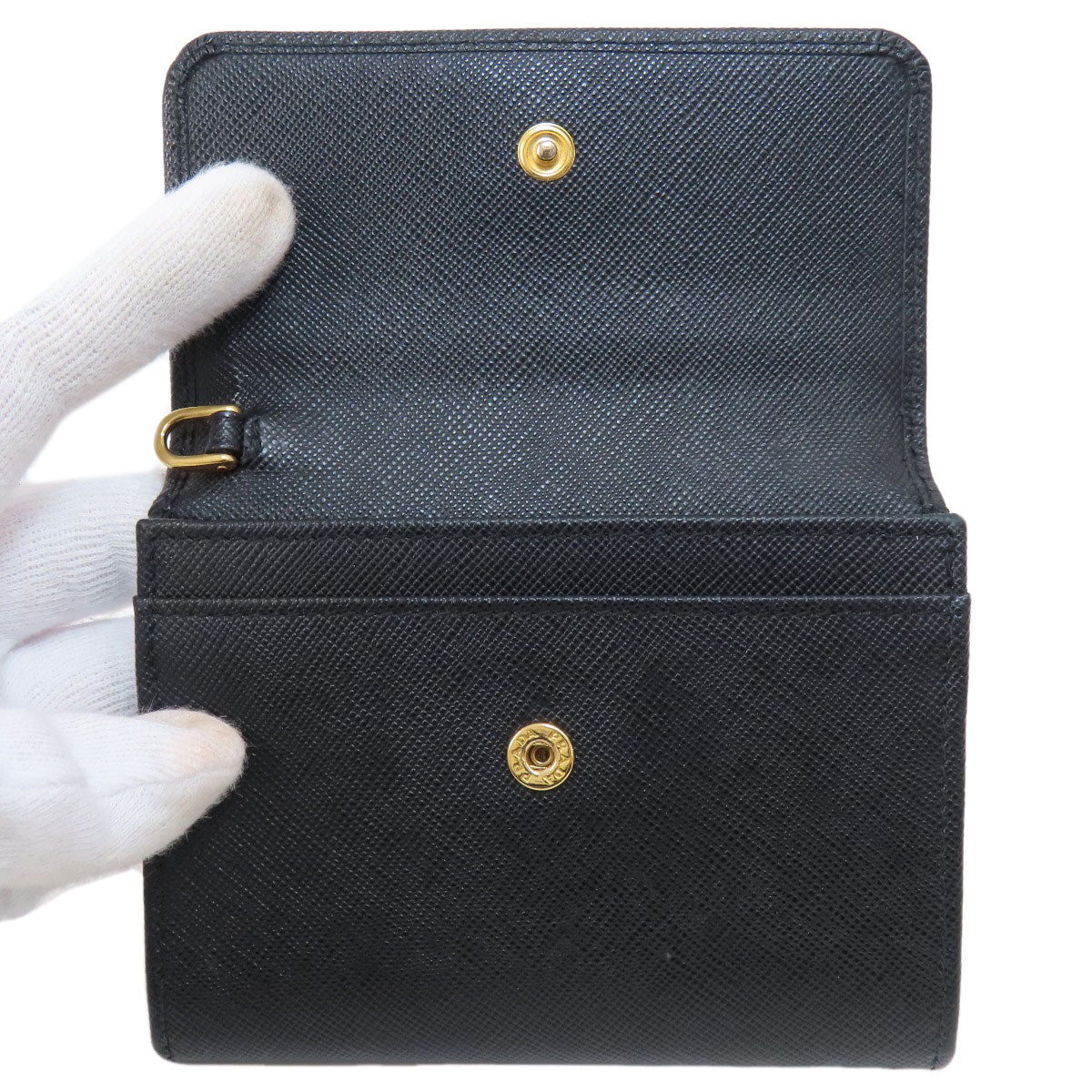 PRADA  1M1442 Card Case Logo Hardware Saffiano Leather Ladies