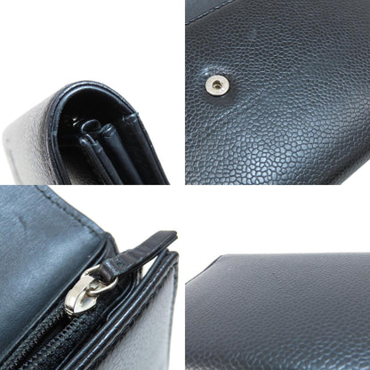 CHANEL COCO Mark SilverHardware Long wallet (with coin pocket) Grained Calfskin Skin Ladies [Used]