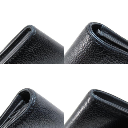CHANEL COCO Mark SilverHardware Long wallet (with coin pocket) Grained Calfskin Skin Ladies [Used]
