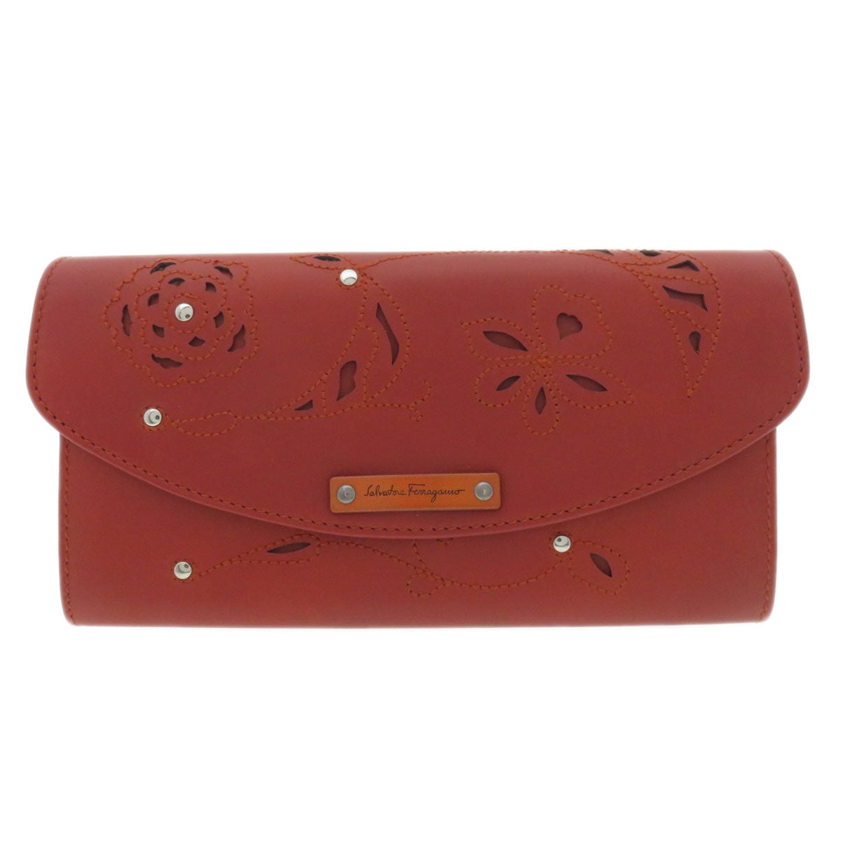 Salvatore Ferragamo   Long wallet (with coin pocket) Flower motif Logo motif Calf Ladies