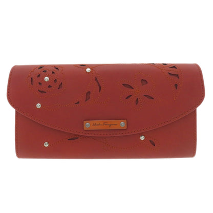 Salvatore Ferragamo   Long wallet (with coin pocket) Flower motif Logo motif Calf Ladies