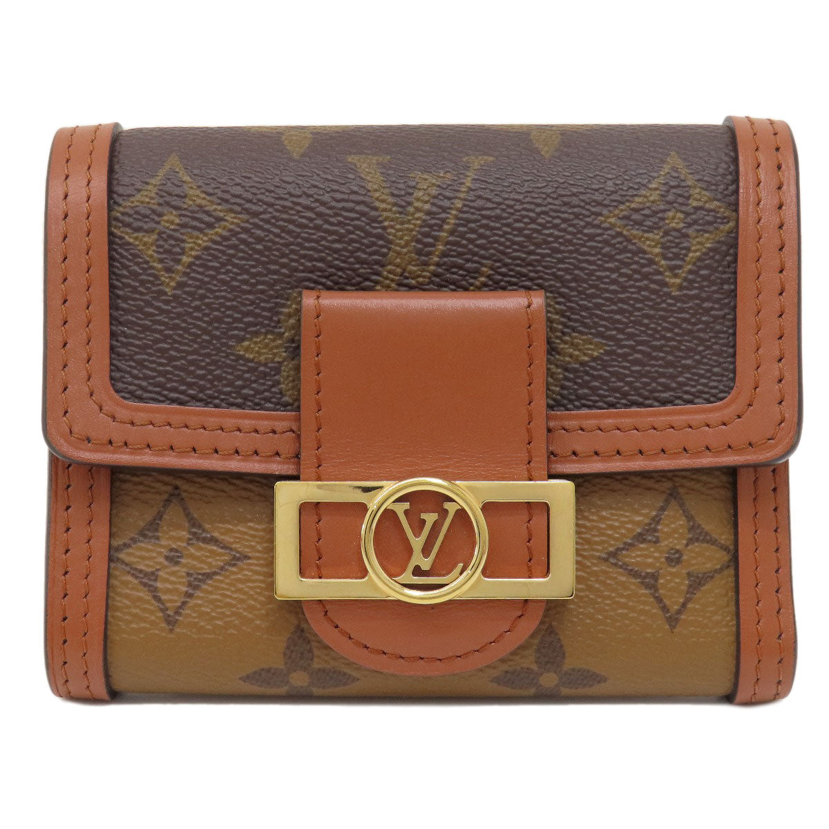 LOUIS VUITTON M68725 Portefeiulle Dauphine Compact Bifold Wallet with Coin Pocket Monogram reverse Ladies [Used]