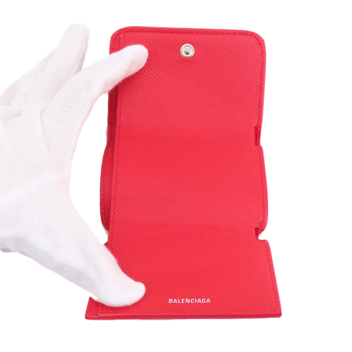 BALENCIAGA 601387 BB logo compact wallet Bifold Wallet with Coin Pocket Leather Ladies [Used]