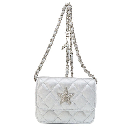 CHANEL   Shoulder Bag Mini ChainShoulder Star Motif Matelasse SilverHardware Lambskin Ladies