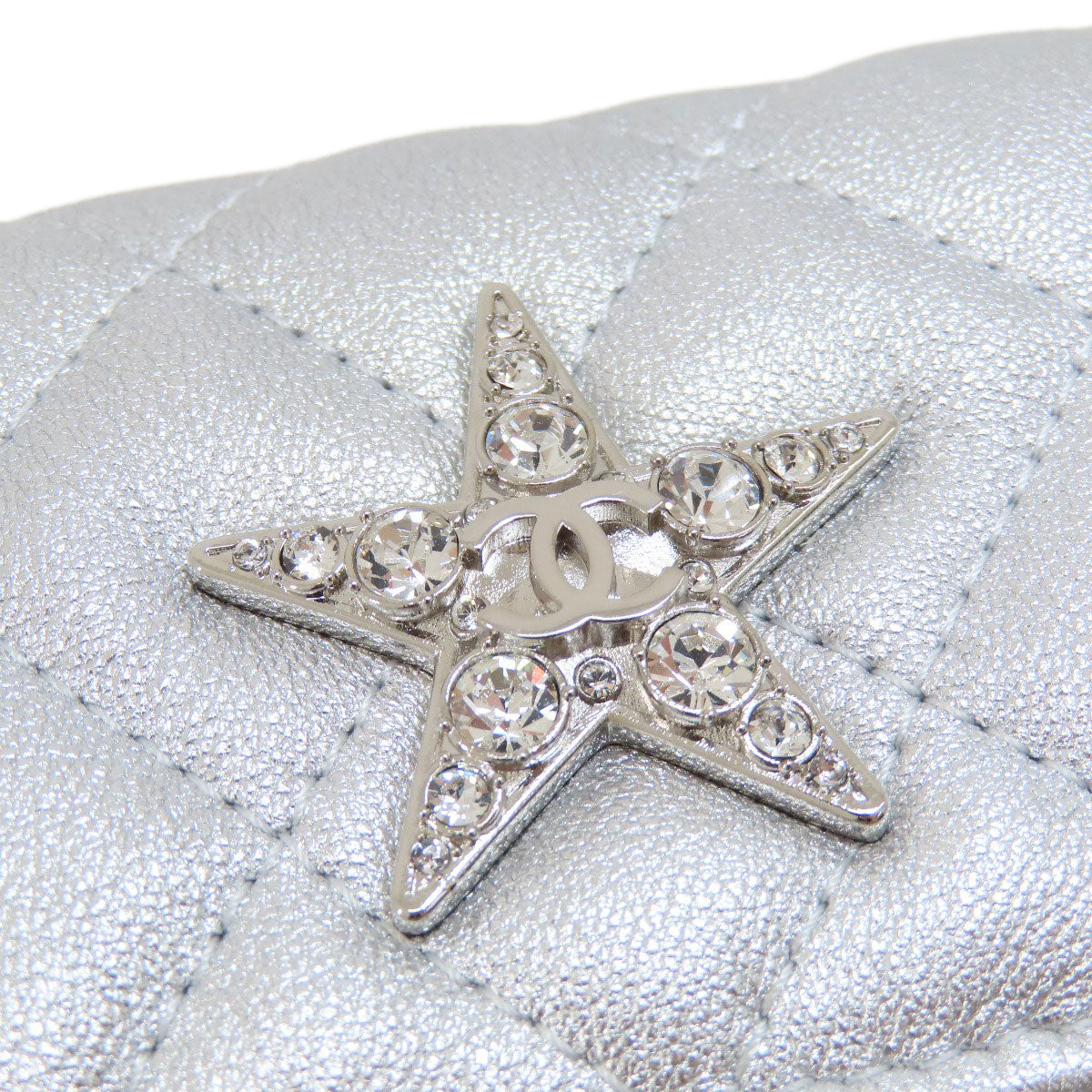 CHANEL   Shoulder Bag Mini ChainShoulder Star Motif Matelasse SilverHardware Lambskin Ladies