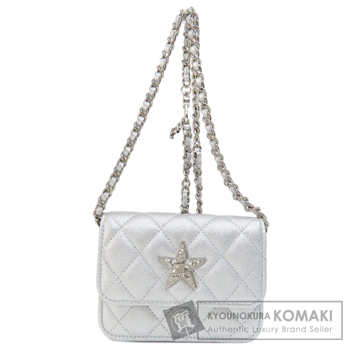 CHANEL   Shoulder Bag Mini ChainShoulder Star Motif Matelasse SilverHardware Lambskin Ladies