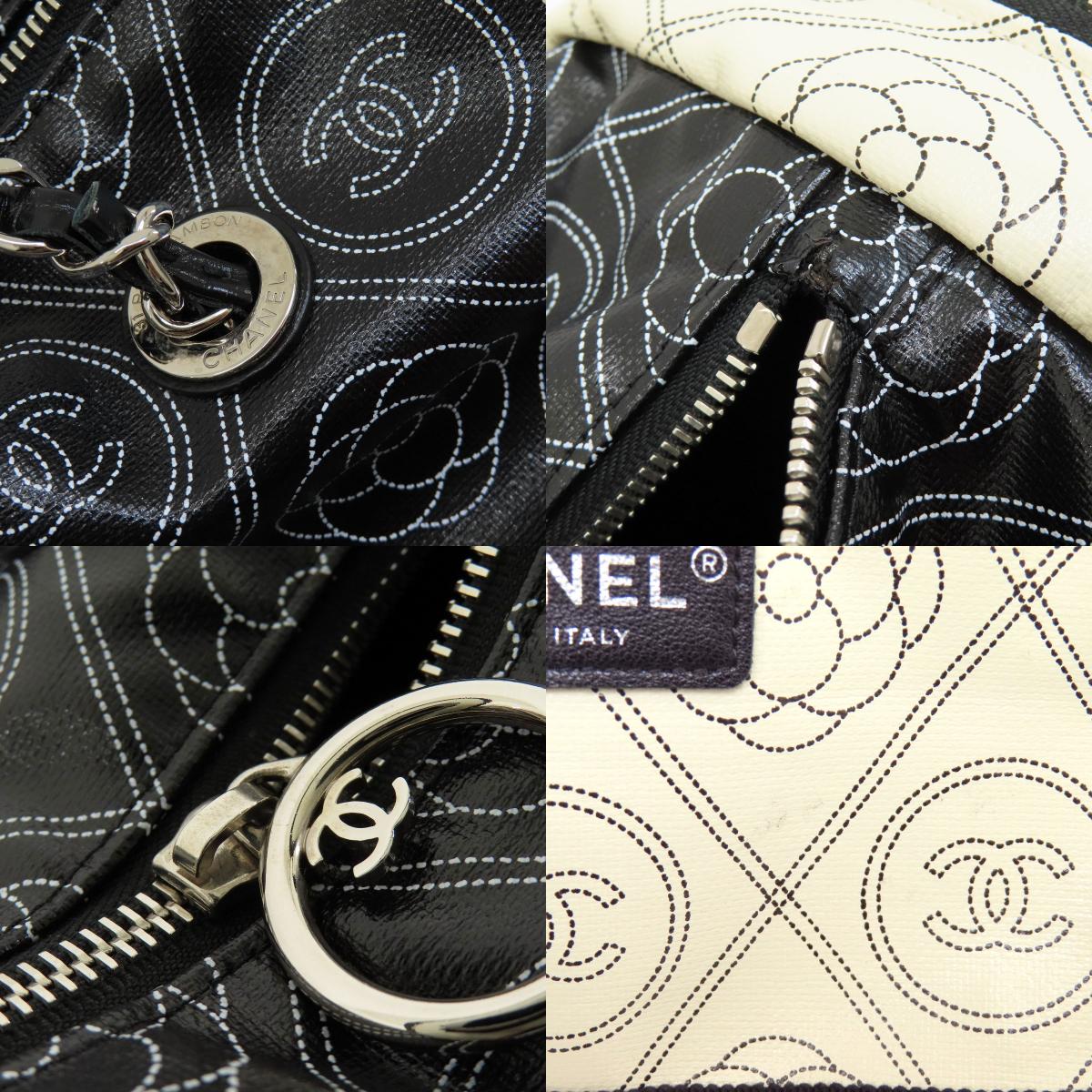 CHANEL COCO Mark Camellia 2WAY SilverHardware Boston bag Coating canvas Ladies [Used]