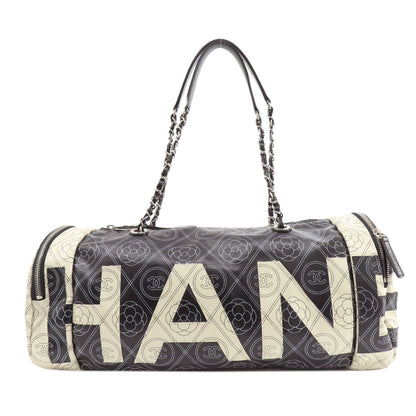 CHANEL COCO Mark Camellia 2WAY SilverHardware Boston bag Coating canvas Ladies [Used]