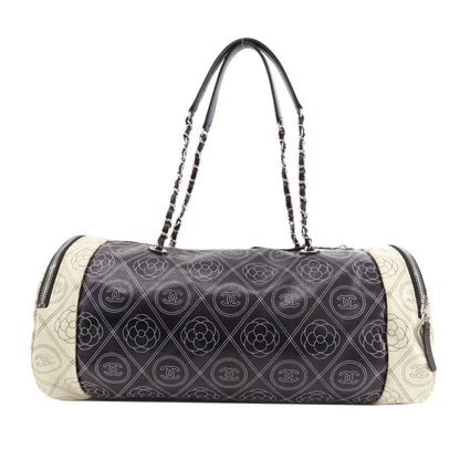 CHANEL COCO Mark Camellia 2WAY SilverHardware Boston bag Coating canvas Ladies [Used]