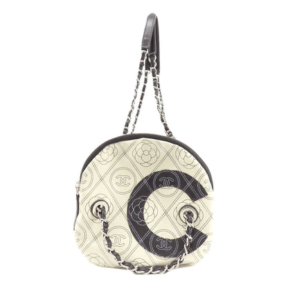 CHANEL COCO Mark Camellia 2WAY SilverHardware Boston bag Coating canvas Ladies [Used]