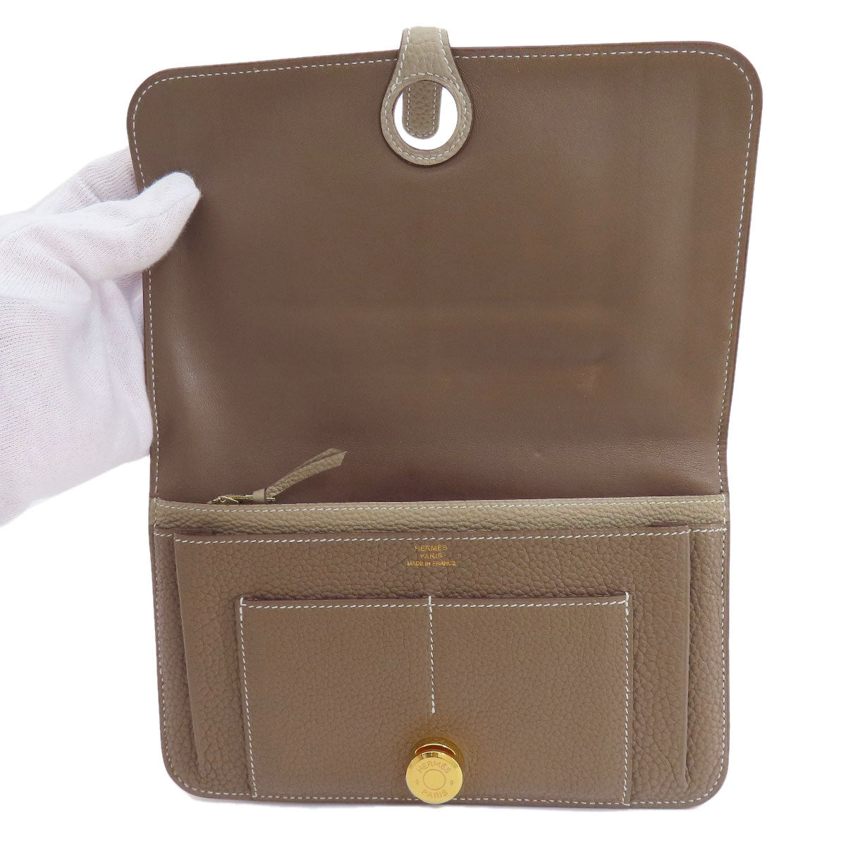 HERMES Dogon Duo GM Etop GoldHardware Long wallet (with coin pocket) Togo Ladies [Used]