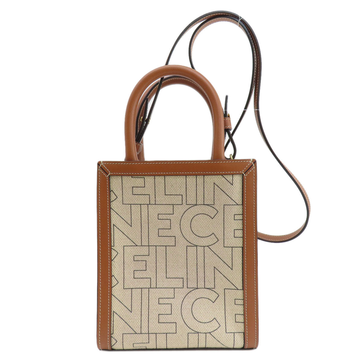 CELINE Mini Vertical Cover 2WAY Handbag Canvas LeatherLadies [Used]