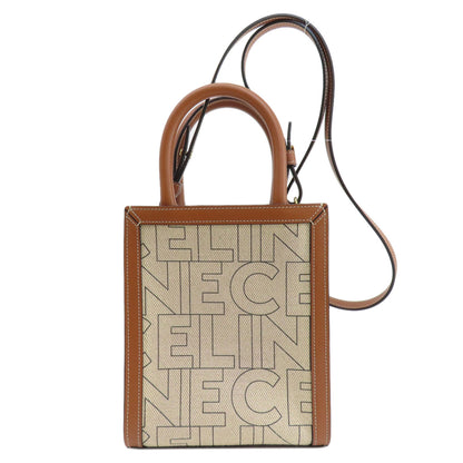 CELINE Mini Vertical Cover 2WAY Handbag Canvas LeatherLadies [Used]