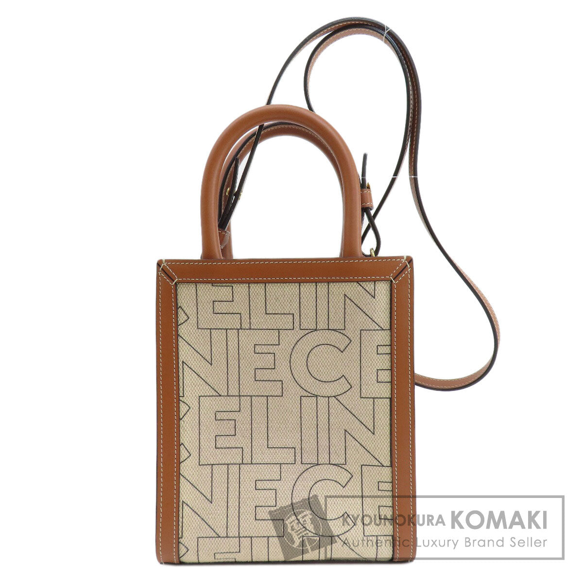 CELINE Mini Vertical Cover 2WAY Handbag Canvas LeatherLadies [Used]